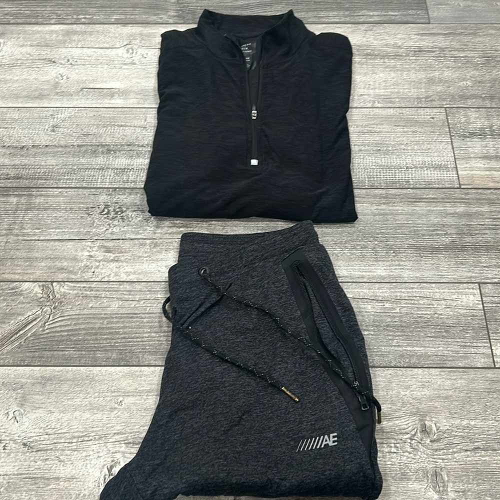 American Eagle Men’s Black Athleisure Set Bundle